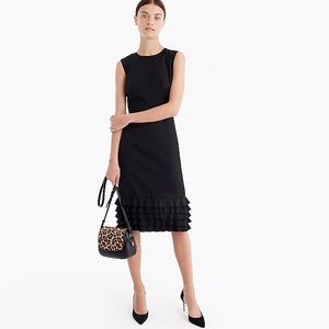 J. Crew ruffle-hem sheath dress in Super 120s wool